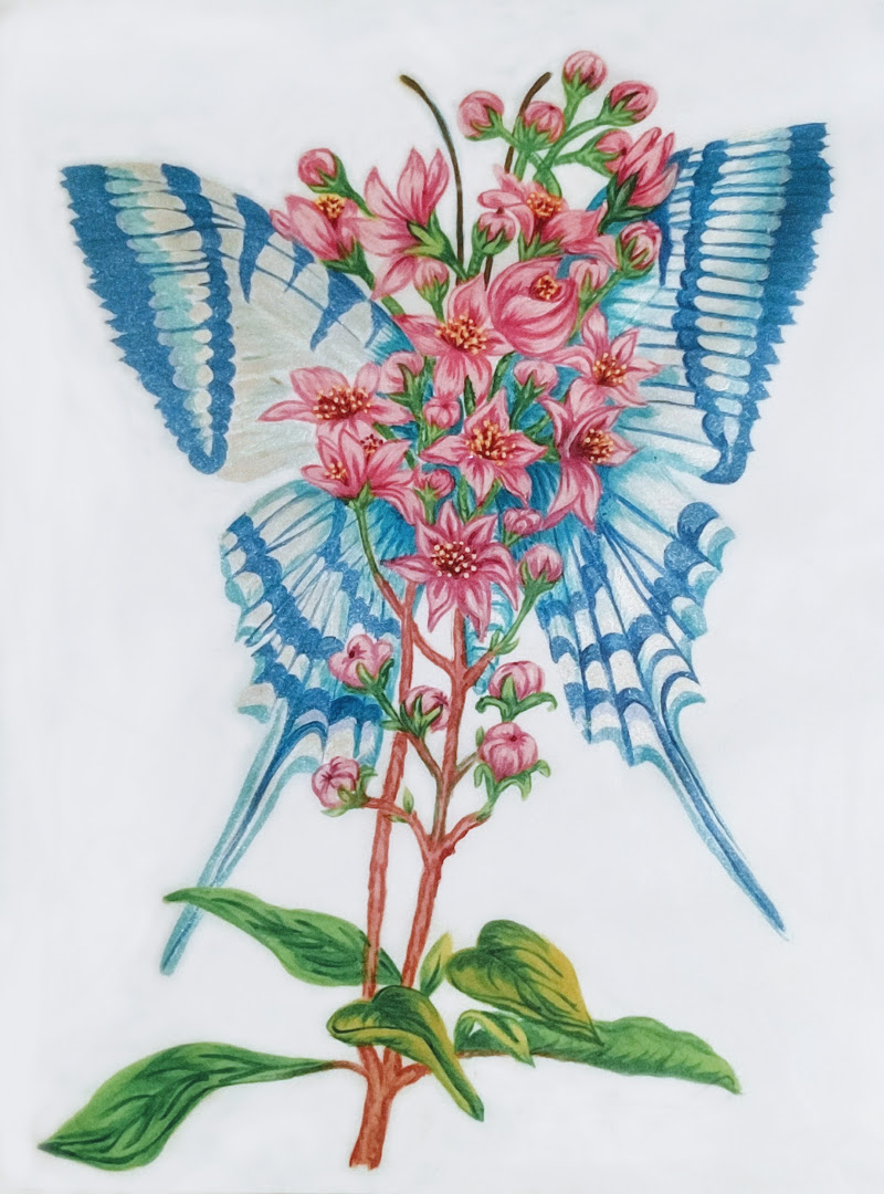 Blue Butterfly - Silk Art