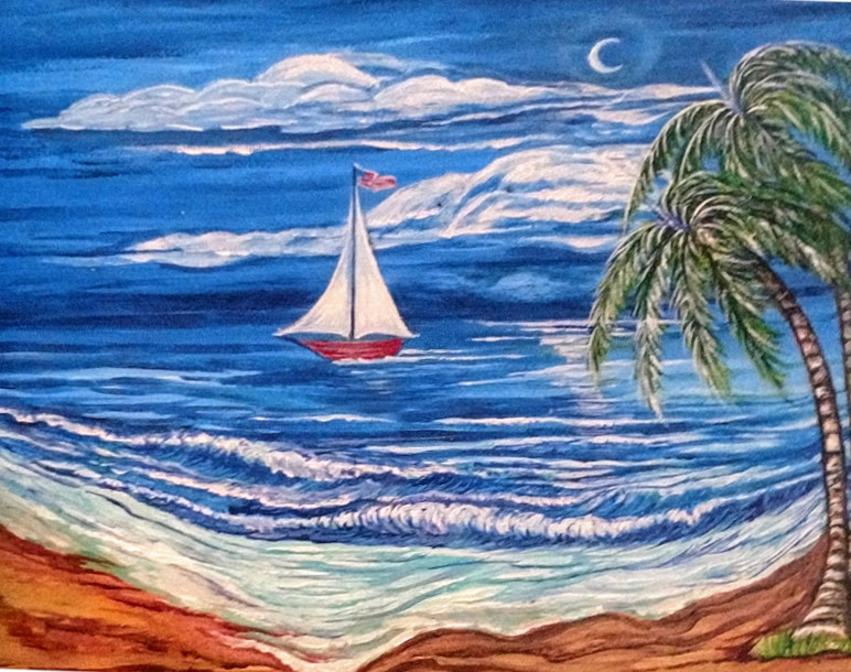 Sailboat Along Shore - Oils Art